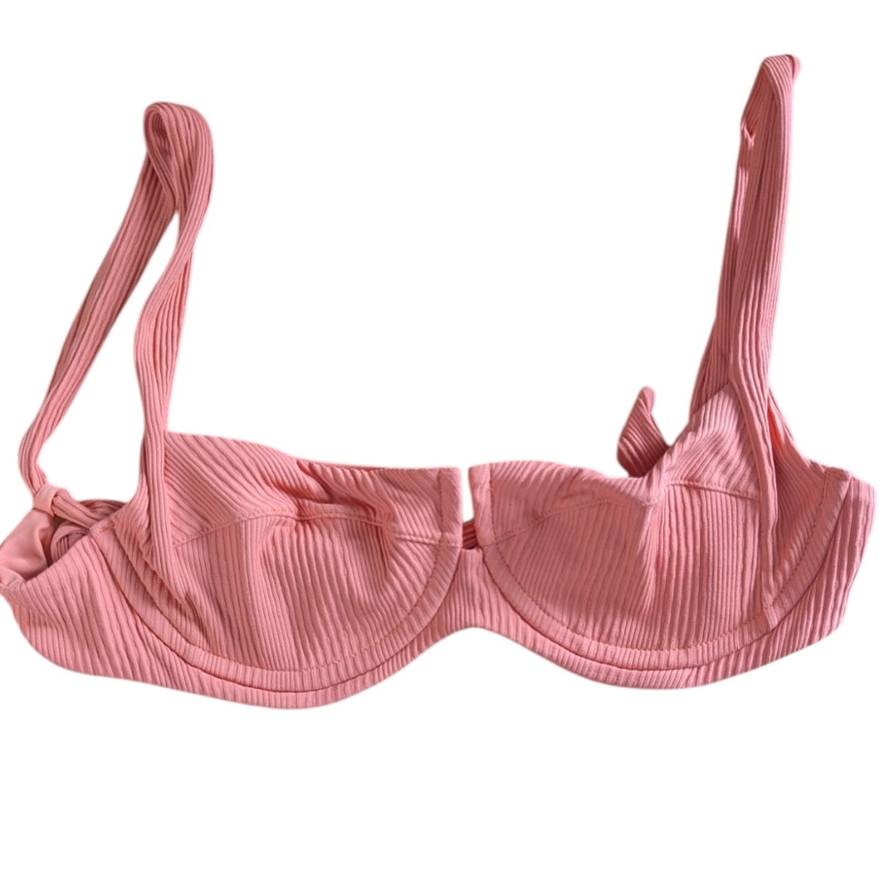 L*Space Women's Pointelle Ribbed Bikini Swim Coral Size M